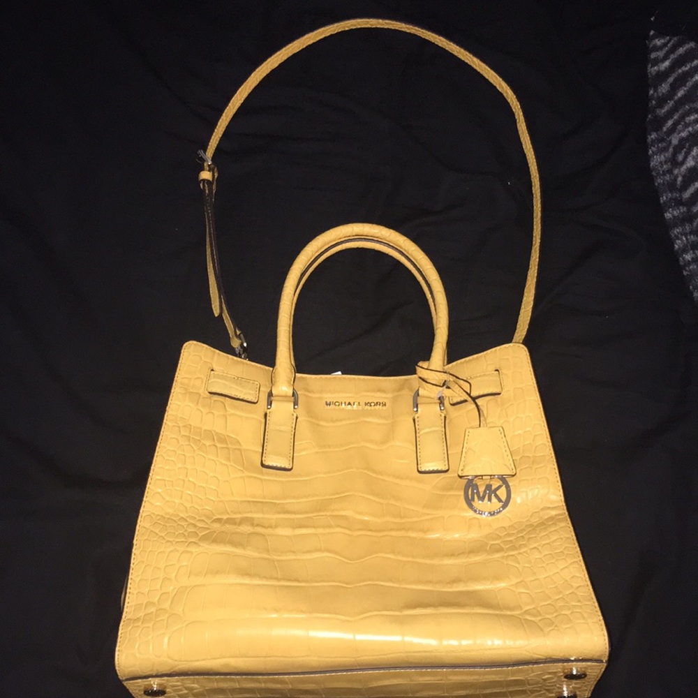 Yellow Leather Michael Kors Tote Bag